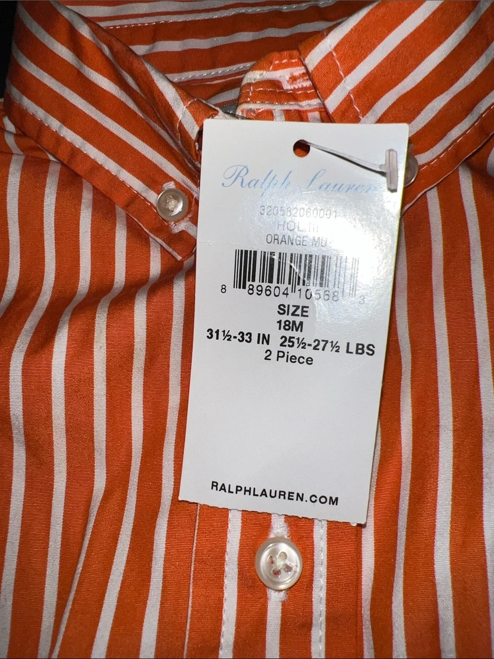Ralph Lauren Orange & White Striped Button-Down Shirt w/ cat&jack Joggers